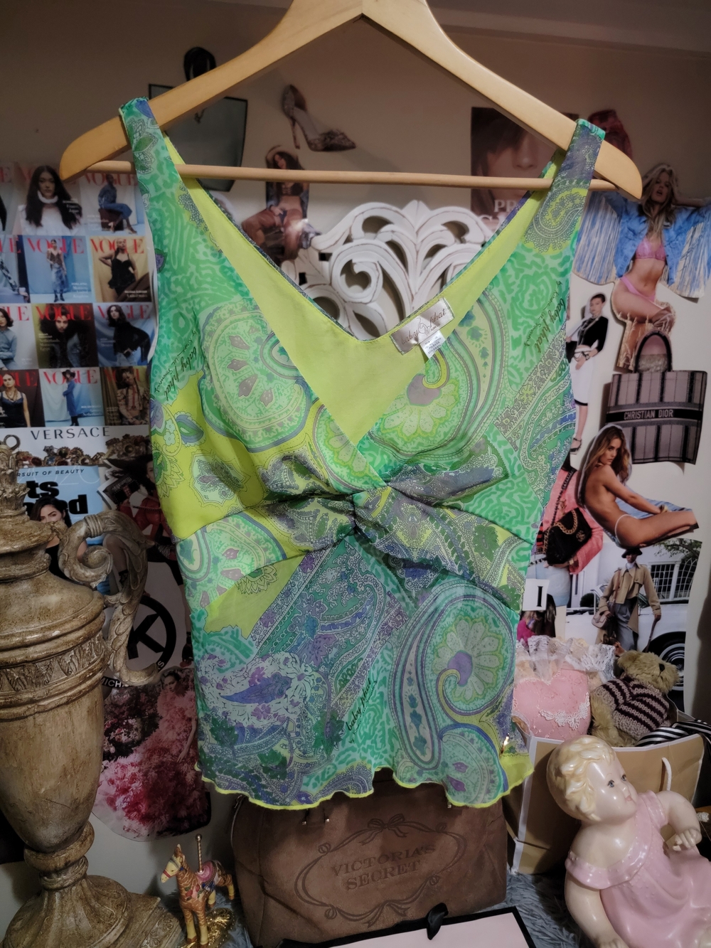 Y2K Baby Phat Green Paisley Tank Top